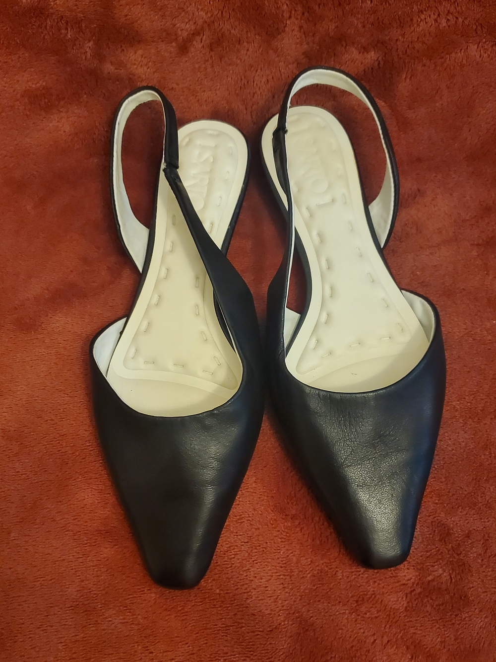 FRANCO SARTO Slingback Black Leather Pointed Toe Kitten heels